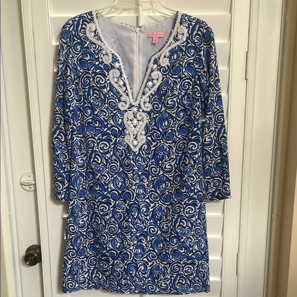 Blue and White Patterned Dress